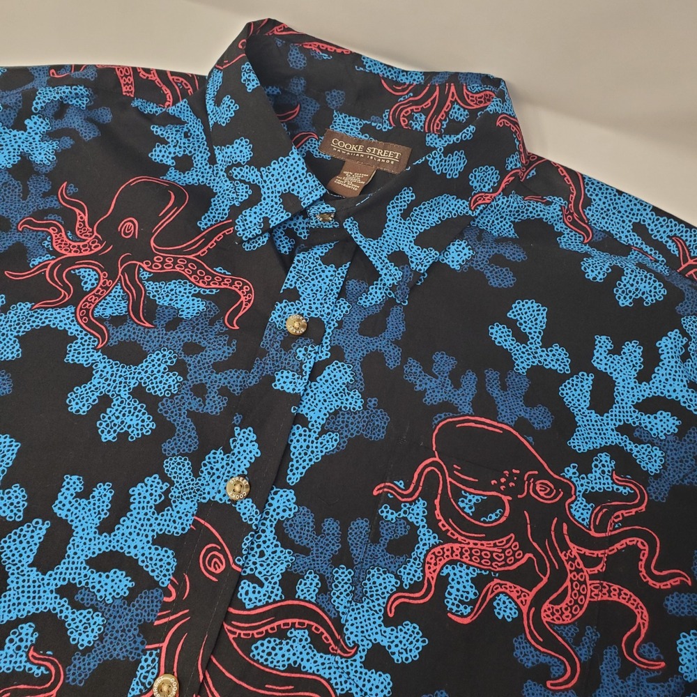 Cooke Street Button Down Mens XXL Black Short Sleeve 0510C0258 Cotton